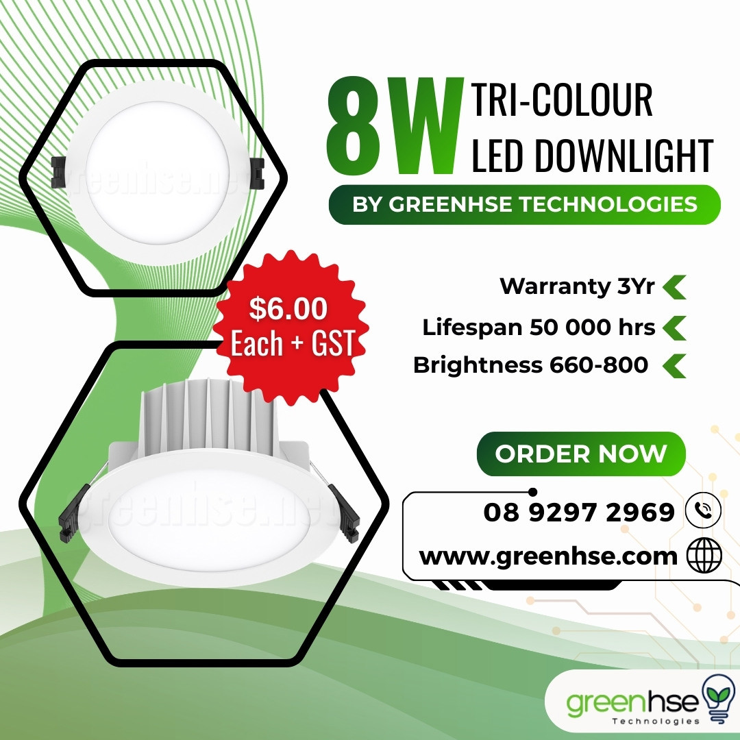 New 8W Tri-Colour LED Downlight by Greenhse Technologies