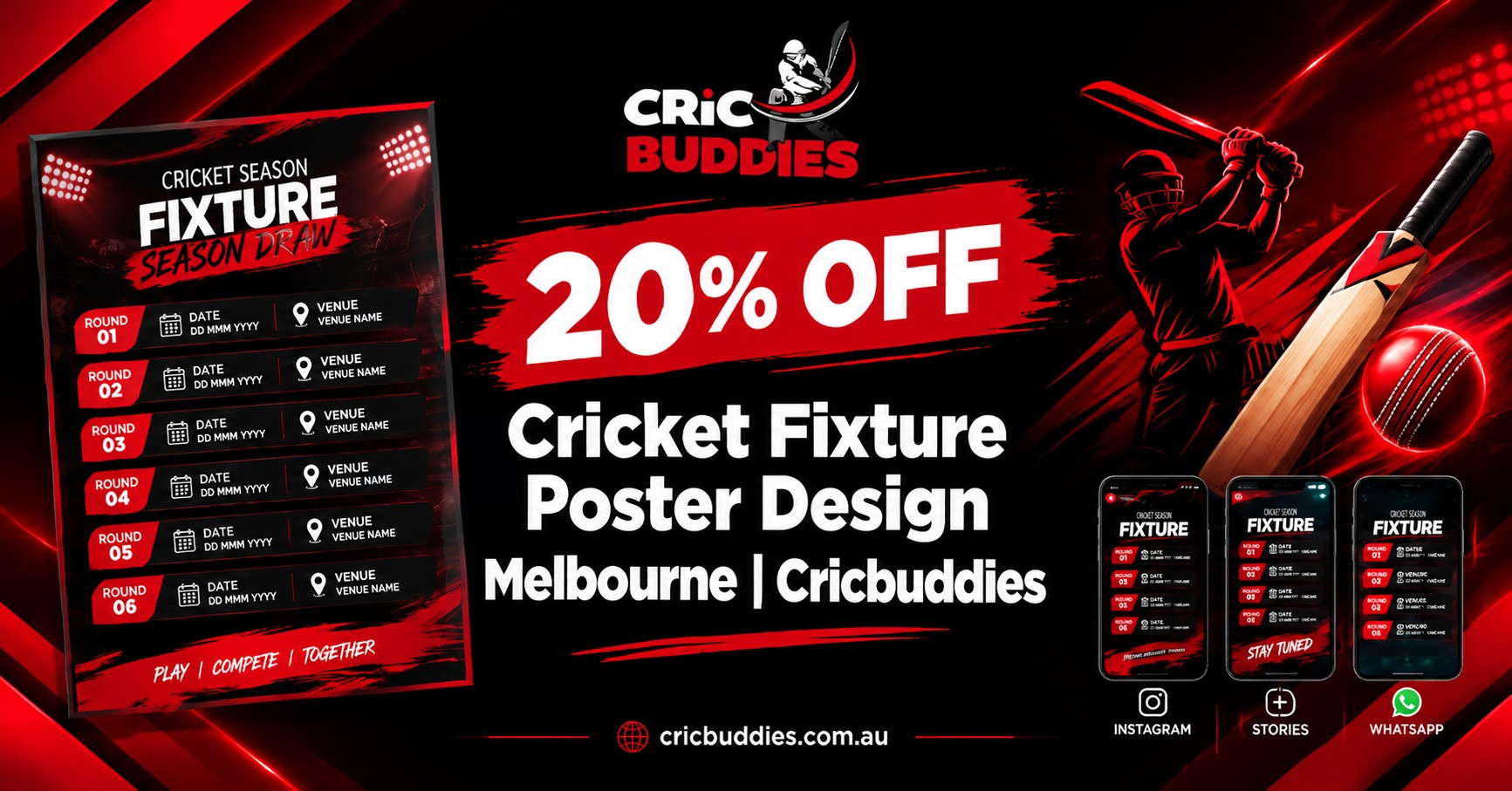 Cricket Fixture Poster Design Melbourne | Custom Match Posters