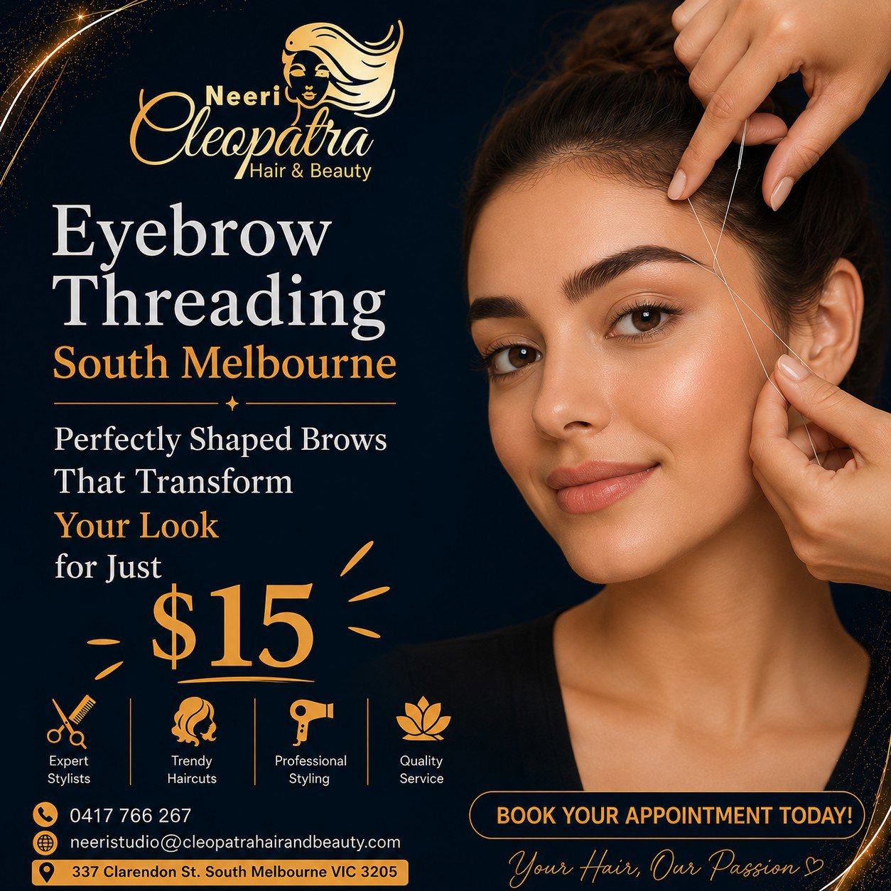 Perfectly Shaped Brows with Expert $15 Eyebrow Threading in South Melbourne