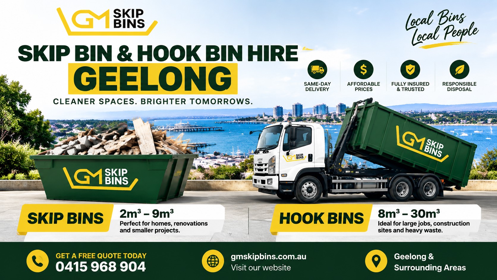 SKIP BIN & HOOK BIN HIRE GEELONG — GM SKIP BINS