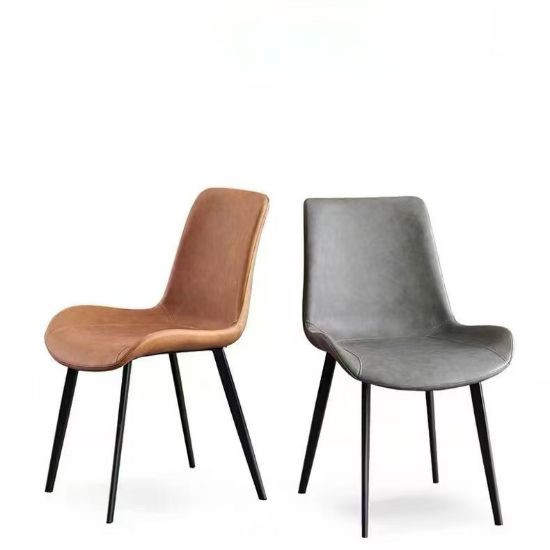 PU dining chairs with black metal legs