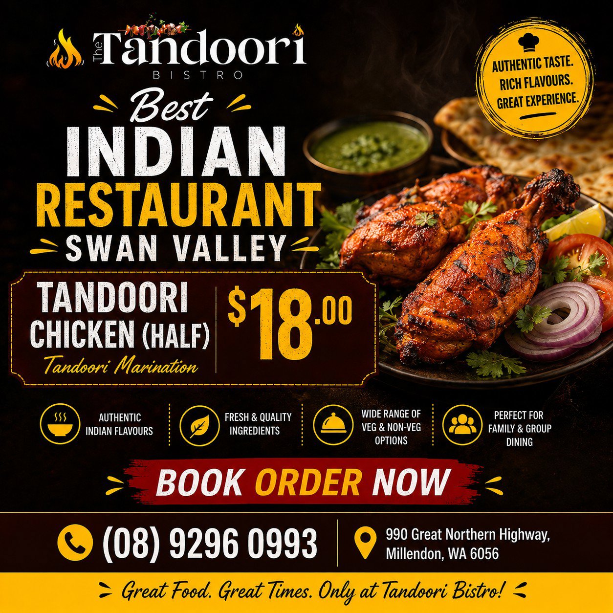 Best Indian Restaurant Swan Valley: Tandoori Chicken (Half) $18 only Book Order Now