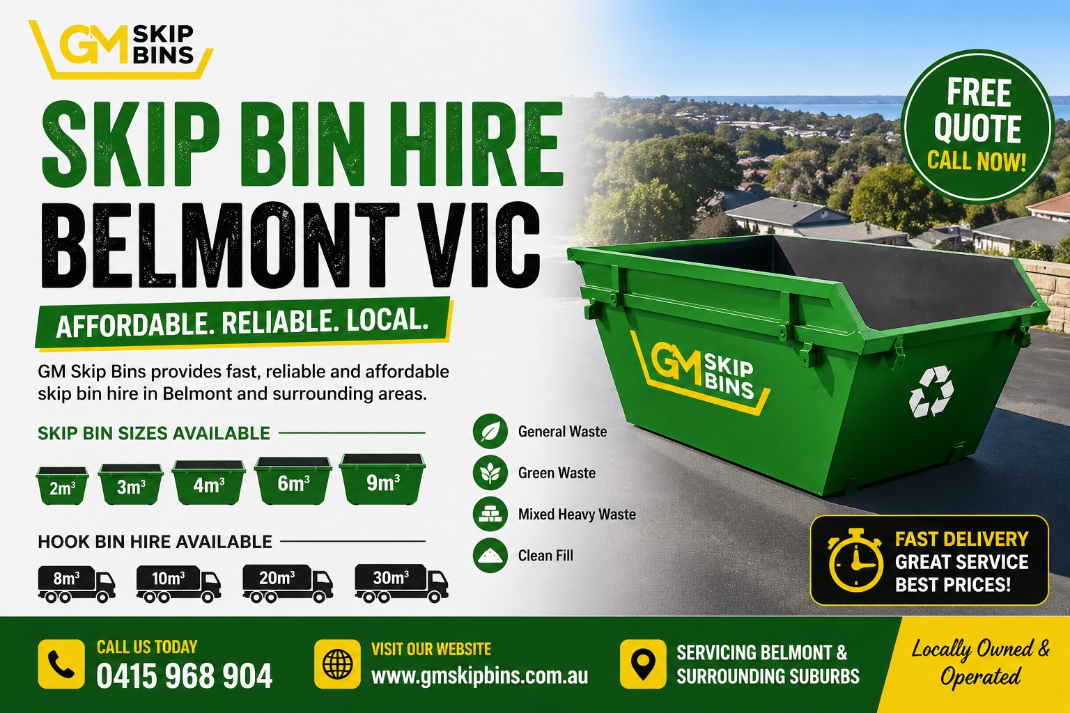Cheap Skip Bin Hire Belmont VIC – Mini & Hook Bins Available | Free Quote
