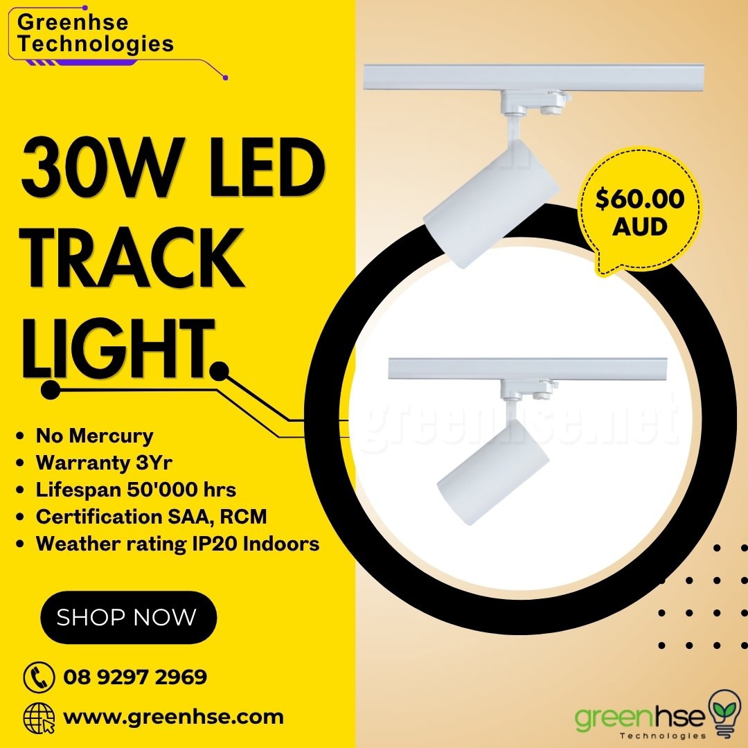 30W LED Track Light in Perth | Triac Dimmable, 50,000H Lifespan