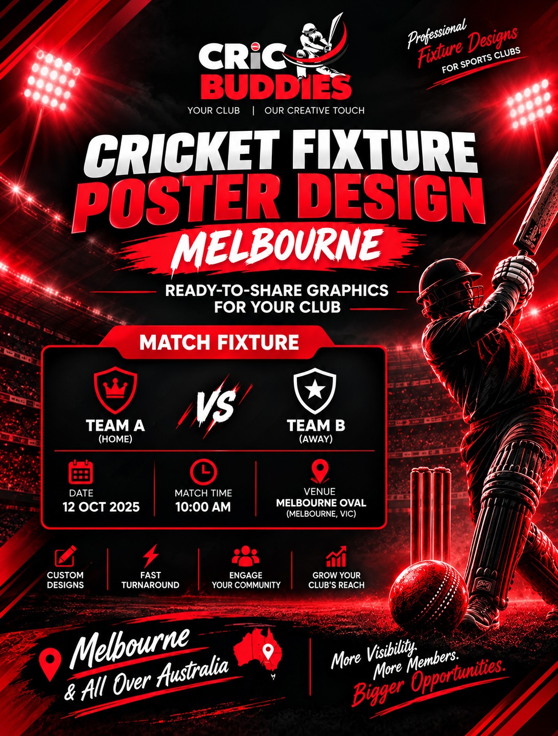 Cricket Fixture Poster Design Melbourne – Cricbuddies